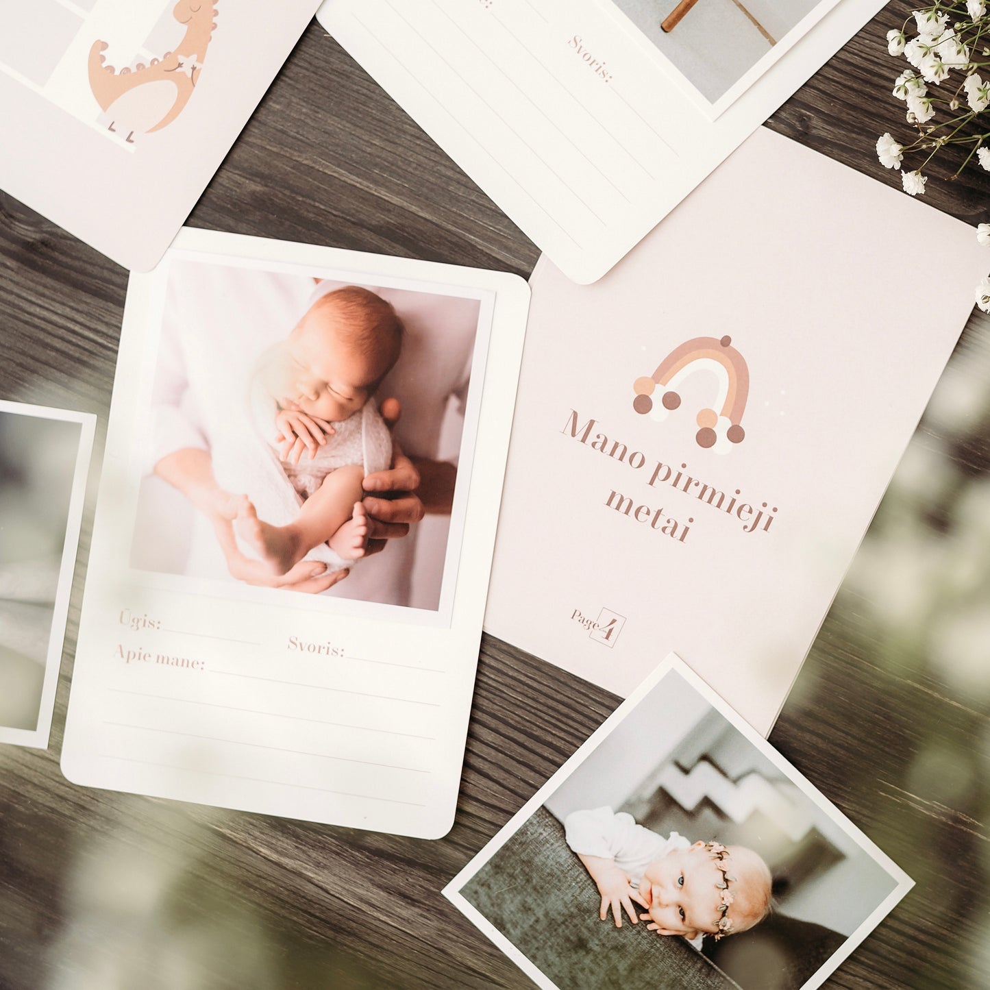 Creme baby memory box "My first year" with milestone cards